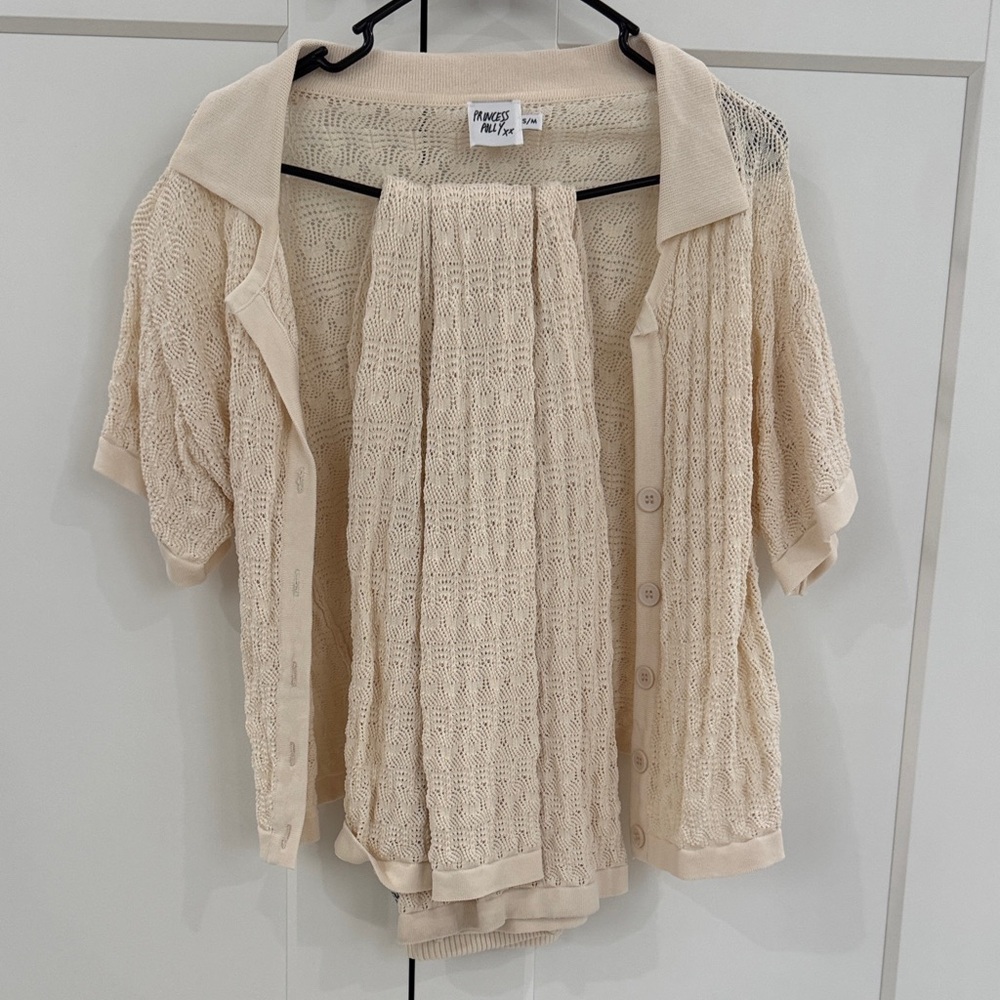 Princess Polly Cream Knit Coverup Set